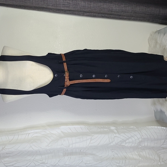 unbranded Dresses & Skirts - Retro Y2K Jumper Dress Size 11/12 Black Button Down Pockets Rayon Casual Cute